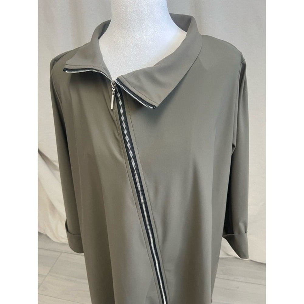 Jason by Comfy USA Asymmetric Zip Mock Neck Army Green Techwear Athleisure Sz S - Picture 4 of 9